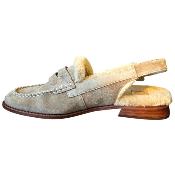 Dolce Vita Hardi Slingback Loafers Beige Suede Shearling Lined Womens Sz 10 NEW - Picture 3 of 8